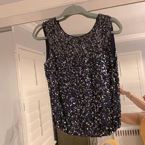 Alice and Olivia sequin navy top beaded tank +